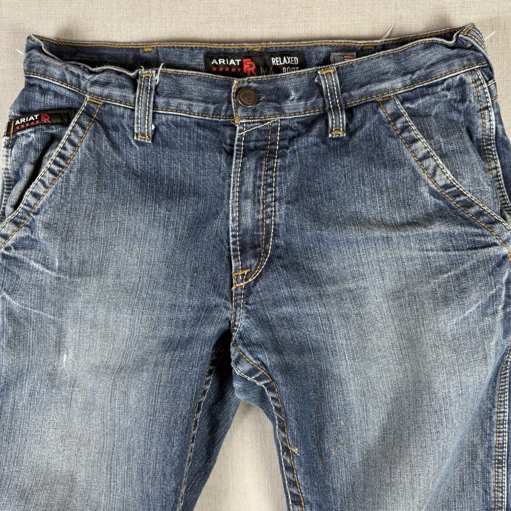 Ariat Jeans Men's Size 32x32 M4 FR Relaxed Boot Cut Carpenter Denim Dark Wash - Picture 2 of 8